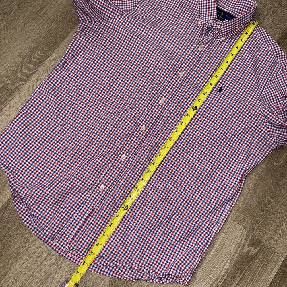 Polo Ralph Lauren Long Sleeve Cotton Stretch Oxford Men's L Red White Blue Check - Picture 4 of 5
